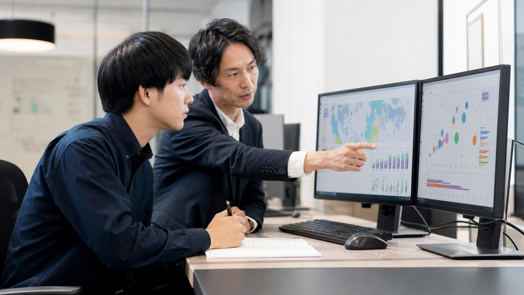 Tableau運用手順を学ぶ日本人社内担当者と外部コンサルタント
