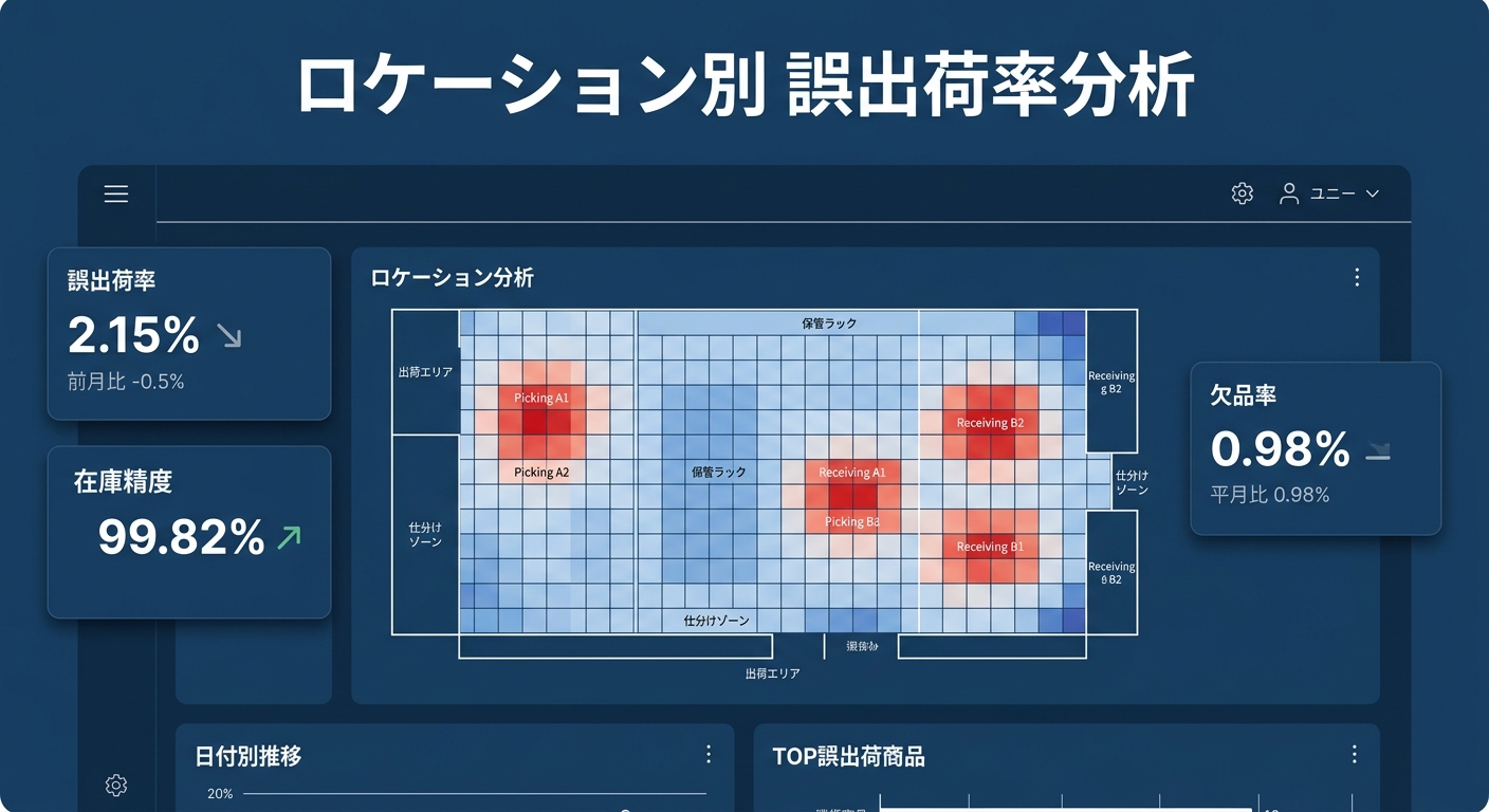 ロケーション別の誤出荷率をヒートマップで可視化したBIダッシュボード